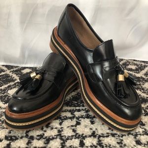 Shellys London black platform loafers